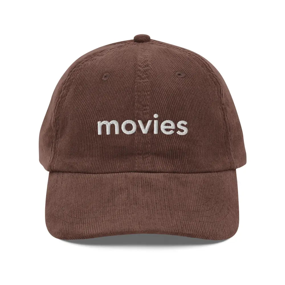 Brown vintage corduroy cap with embroidered Movies by Trini Skies