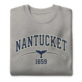 Gray Nantucket 1659 whale tail graphic sweatshirt in coastal island style
