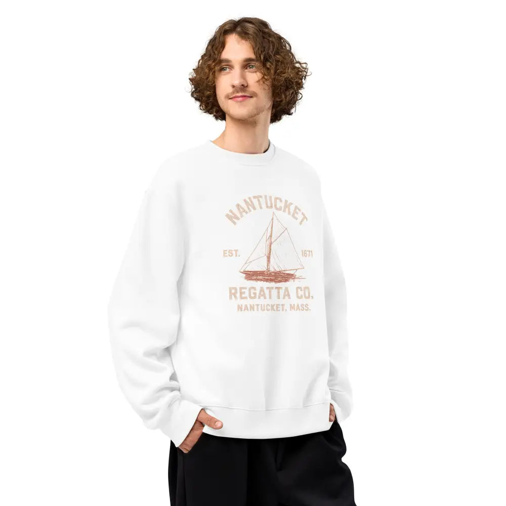White Nantucket oversized heavyweight sweatshirt by Bella Canvas and Trini Skies