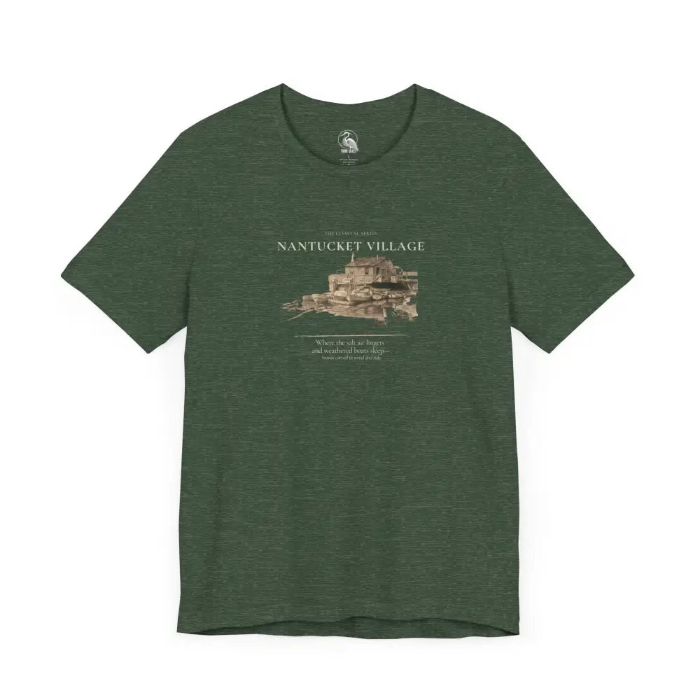 Dark green Nantucket vintage boat dock graphic t-shirt