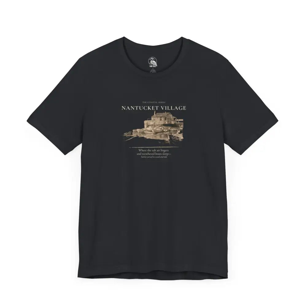 Nantucket Vintage Boat Dock Graphic Tee in black crew-neck