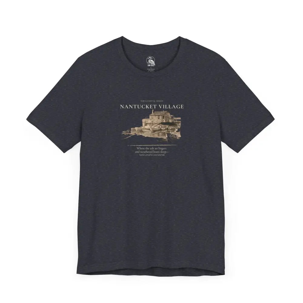 Dark blue short-sleeved Nantucket vintage boat dock graphic tee