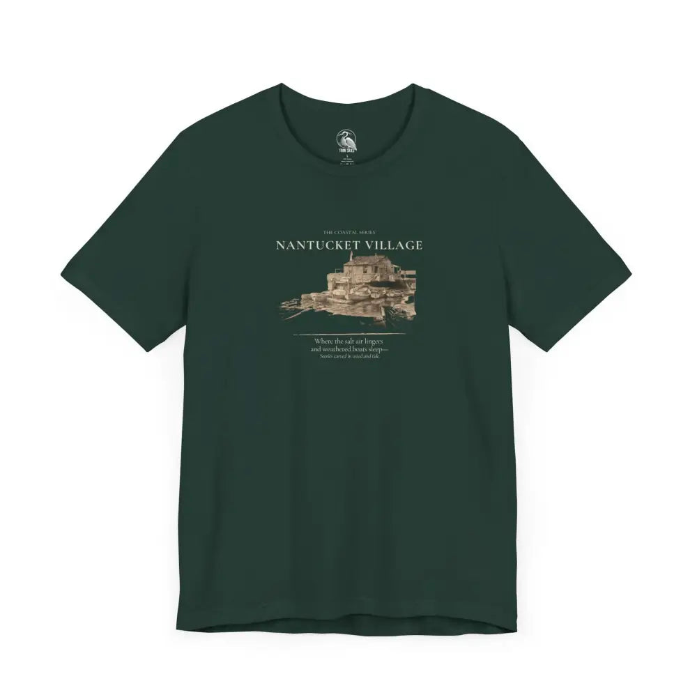 Nantucket vintage boat dock graphic tee in dark green