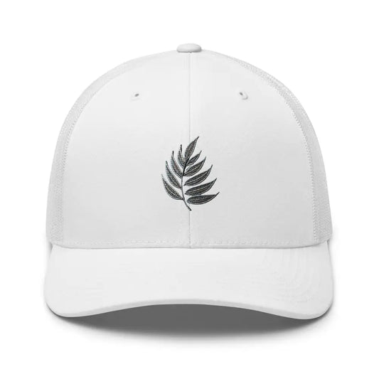 Nature Botanical Embroidered Leaf Trucker Cap: Comfortable & Classic Mesh Back Great Gift Idea - Hats white trucker hat