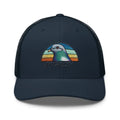 Navy blue embroidered pigeon trucker hat for bird lovers
