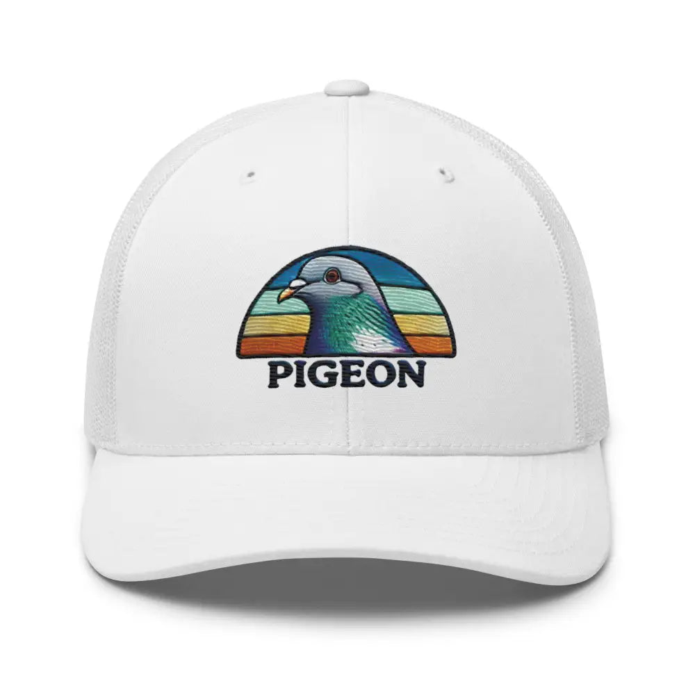 Navy blue Trini Skies embroidered pigeon trucker bird lover hat