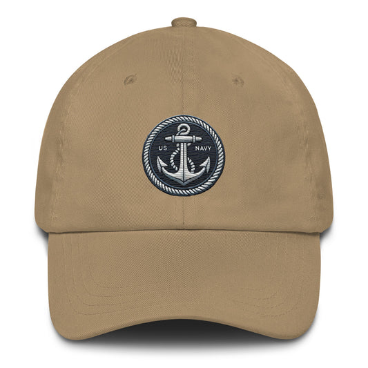 Navy Embroidered Dad Hat Adjustable Low-Profile Cap for Pride - Khaki - Hats 1