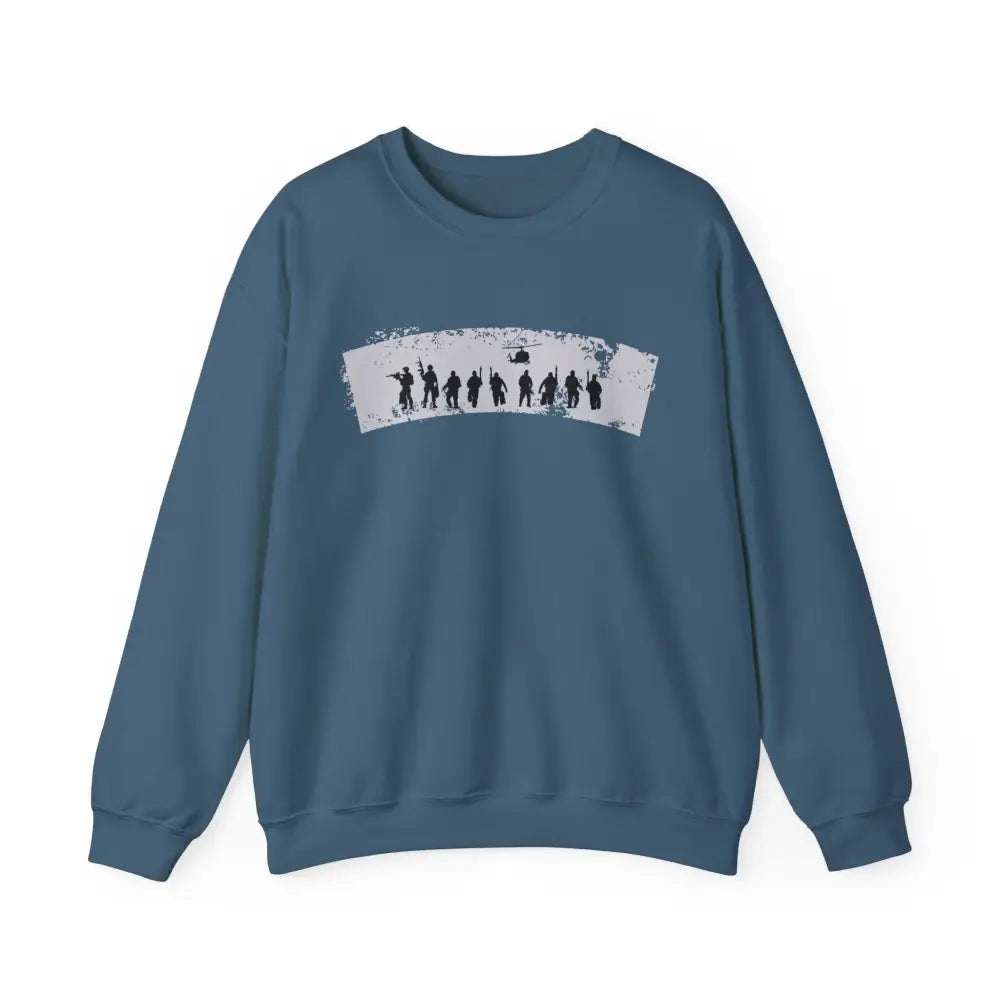Navy Seals patriotic teal crewneck sweatshirt with graphic figures
