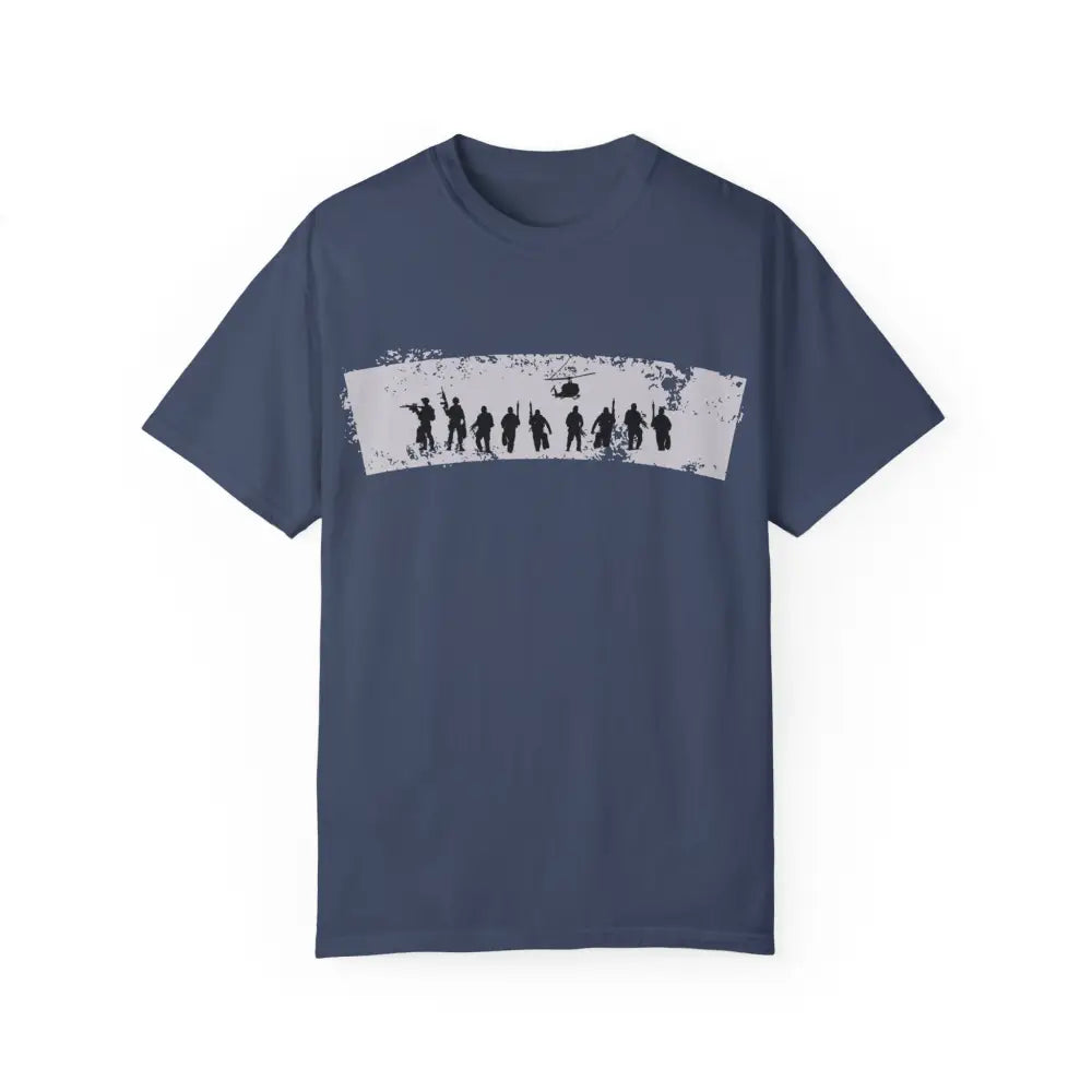 Navy Seals patriotic graphic tee with silhouetted figures and baseball logo
