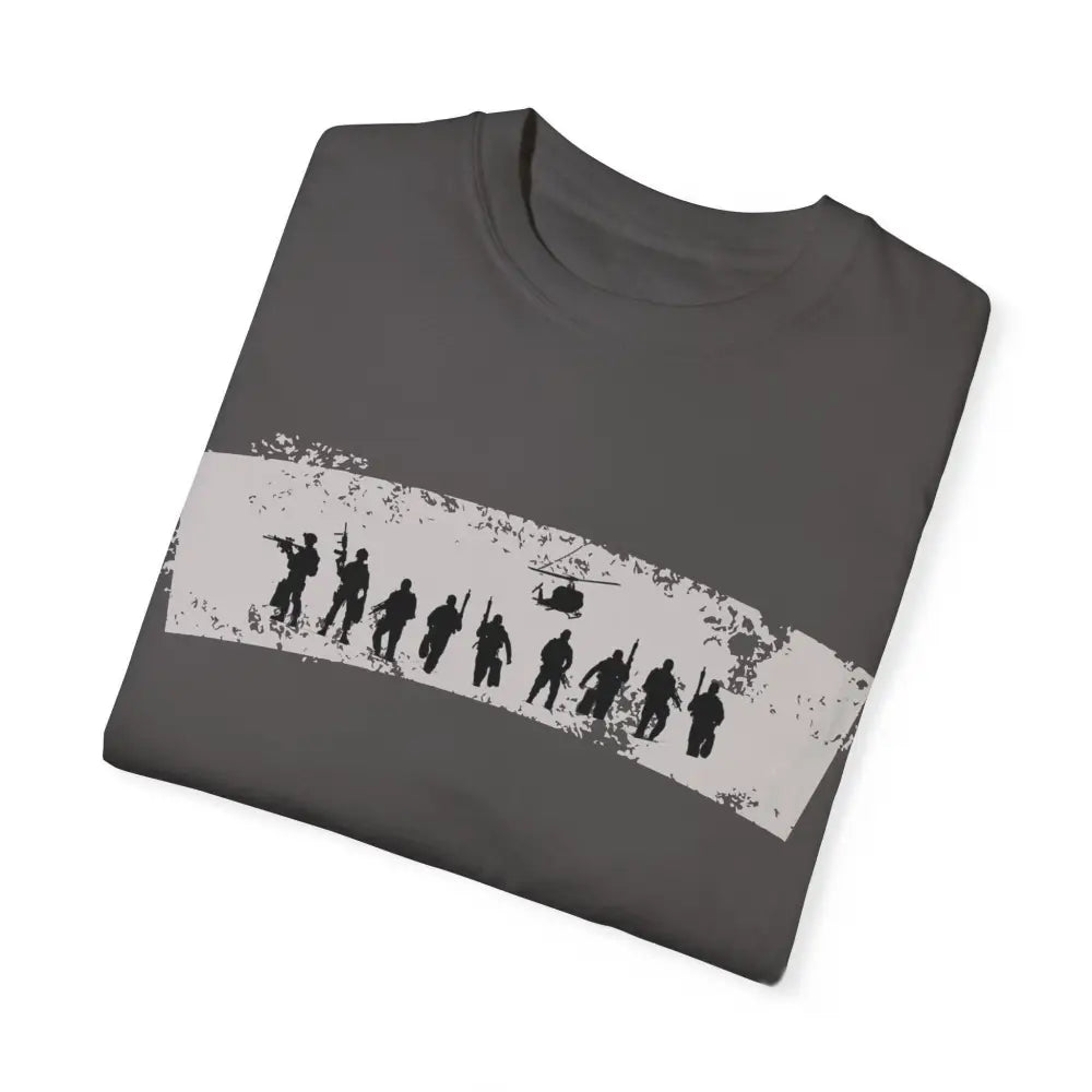 Navy Seals patriotic graphic tee with soldiers and helicopter
