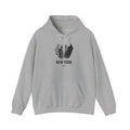 Light gray New York City skyscrapers graphic hoodie in polyester blend