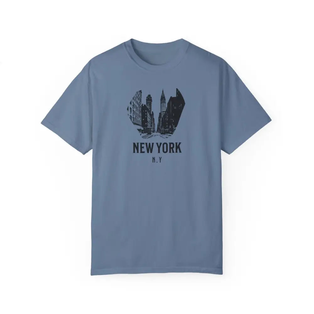 Blue New York graphic short-sleeve tee in Comfort Colors quality