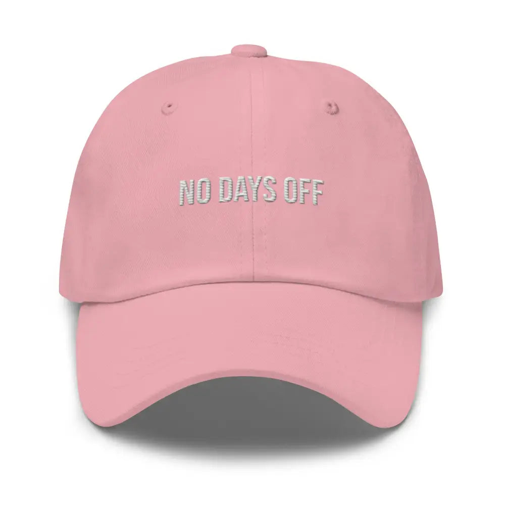 Pink No Days Off Embroidered Corduroy Cap by Trini Skies
