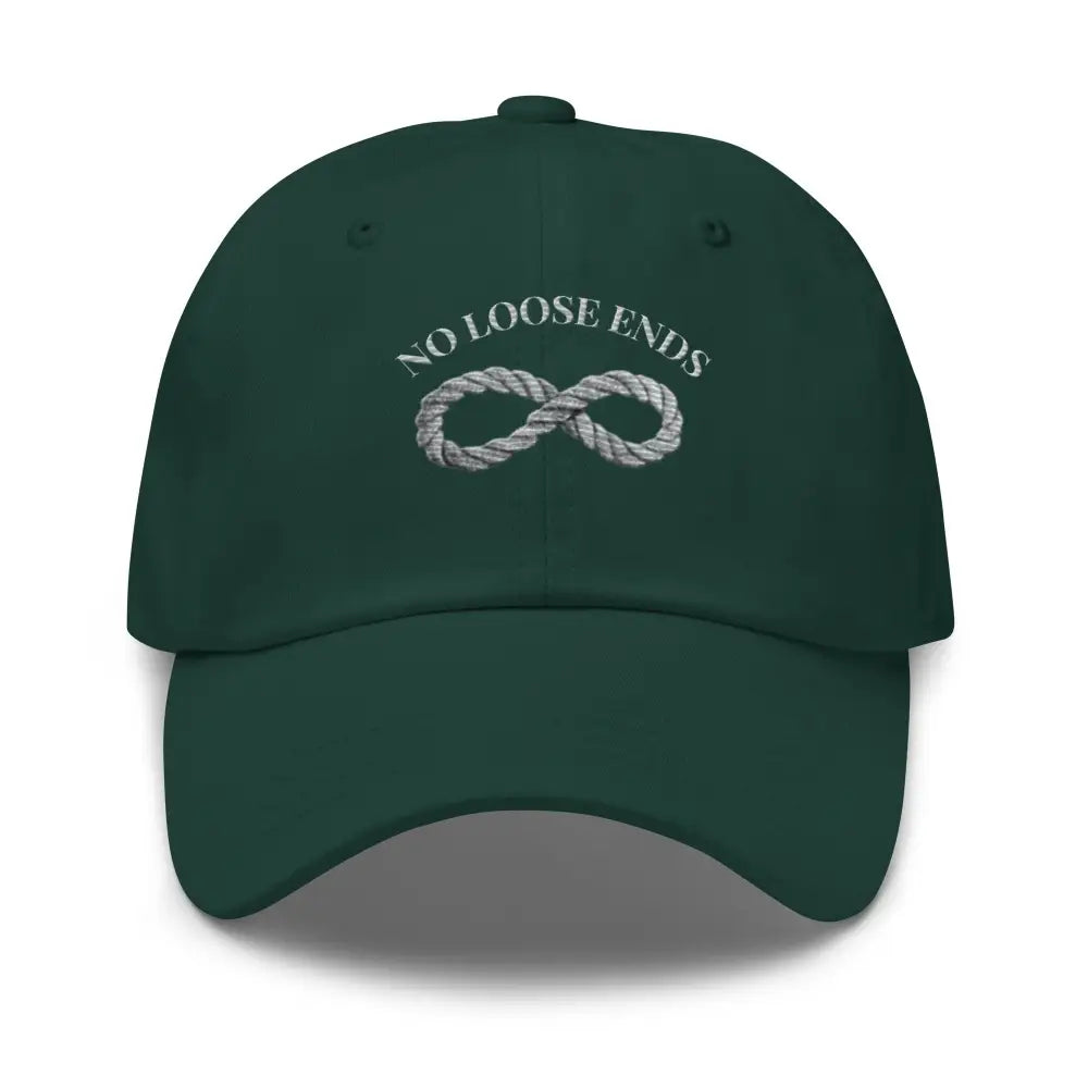 Dark green No Loose Ends embroidered nautical infinity rope dad hat