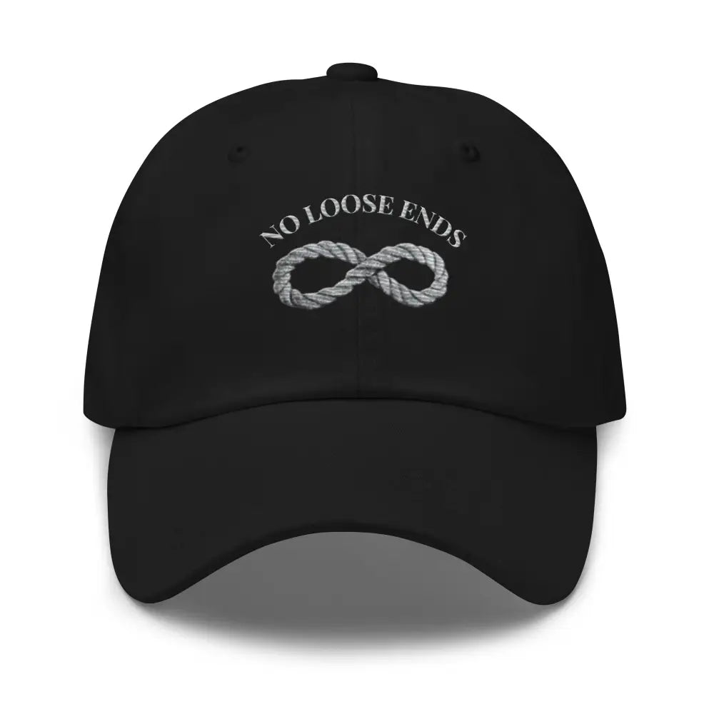 Black No Loose Ends embroidered nautical infinity rope dad hat