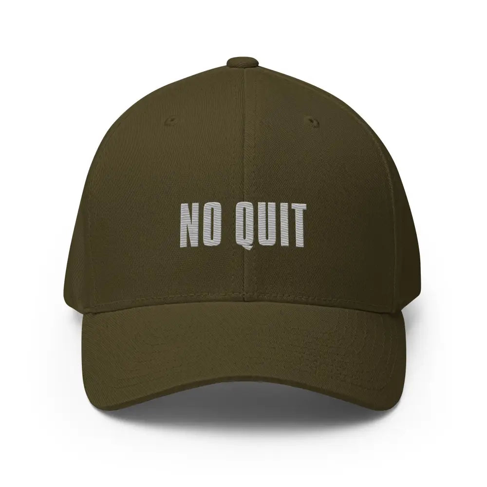 Olive green No Quit embroidered flexfit cap from Trini Skies Supply