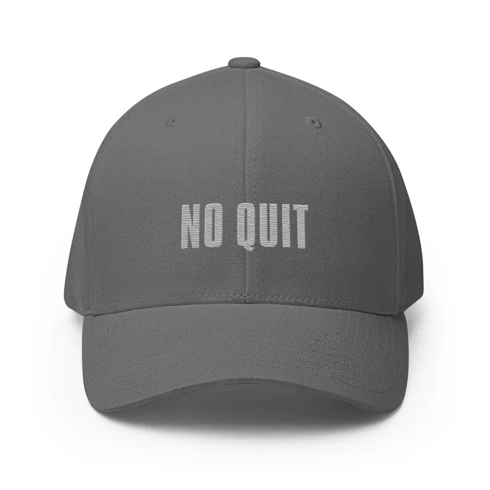 Dark gray No Quit embroidered Flexfit cap from Trini Skies Supply