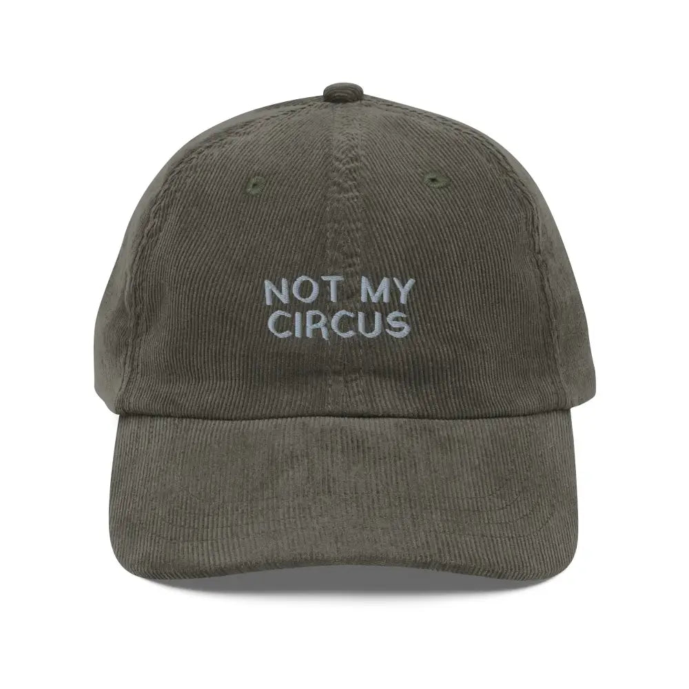 Olive green circus embroidered vintage corduroy dad hat