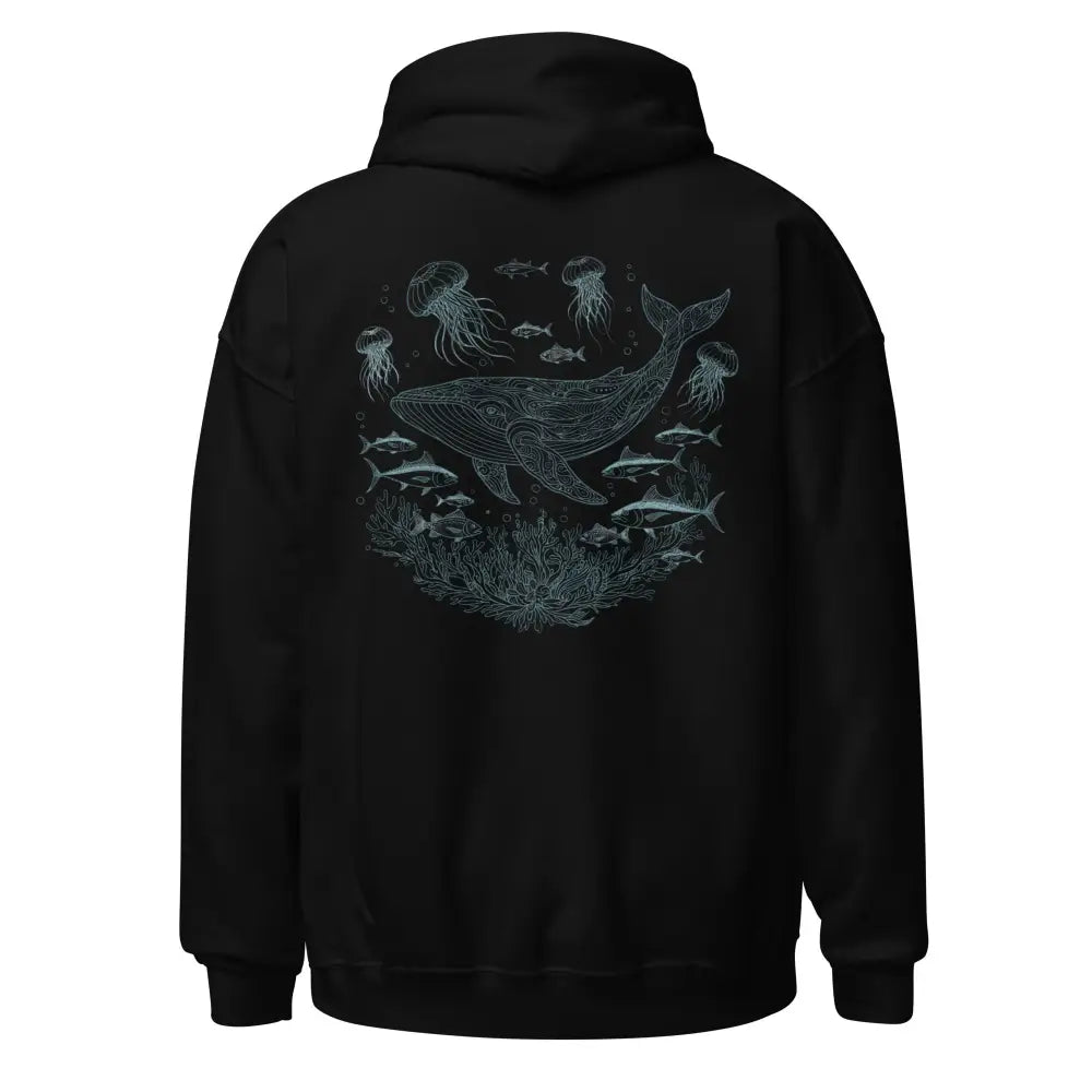 Black whale shark hoodie with jellyfish fleece design