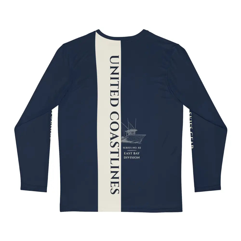 Navy blue USA Series long sleeve fishing shirt with cream stripe by Trini Skies