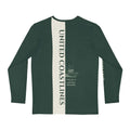 Dark green long-sleeve performance fishing jersey with cream stripe