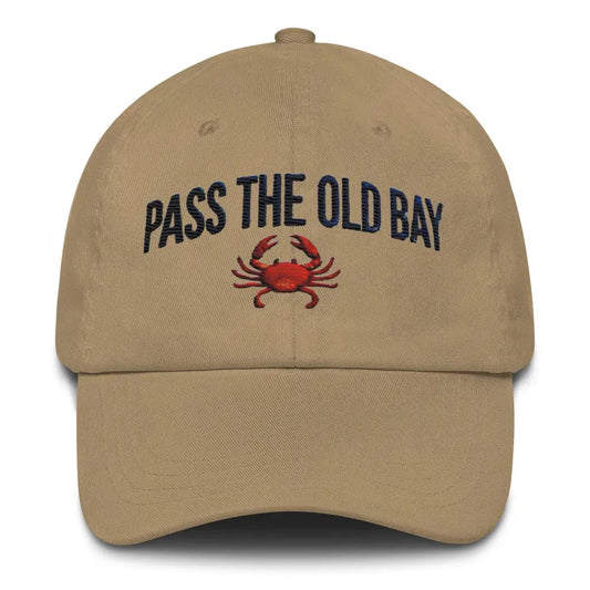 Old Bay Embroidered Dad Hat - Low Profile Adjustable Strap Comfortable Fit Great Gift Maryland - Khaki - Hats khaki