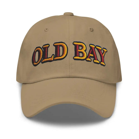 Old Bay Embroidered Dad Hat - Low Profile Adjustable Strap Comfortable Fit Great Gift Maryland - Hats tan baseball cap