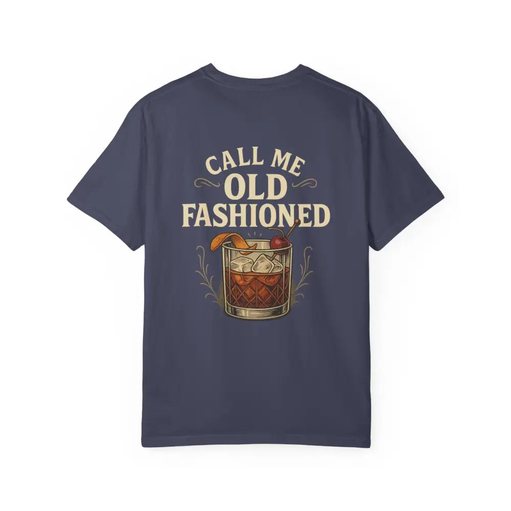 Vintage cocktail tee with Old Fashioned graphic and call me old fashioned text