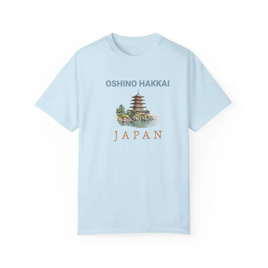 Oshino Hakkai Japan T-Shirt - Premium Japanese Nature Travel Tee Comfort Colors - Chambray / S - light blue
