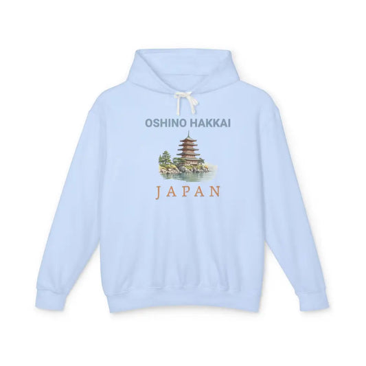 Oshino Hakkai Japan Unisex Hoodie - Premium Japanese Nature Travel Sweatshirt - S / Hydrangea - light blue hooded