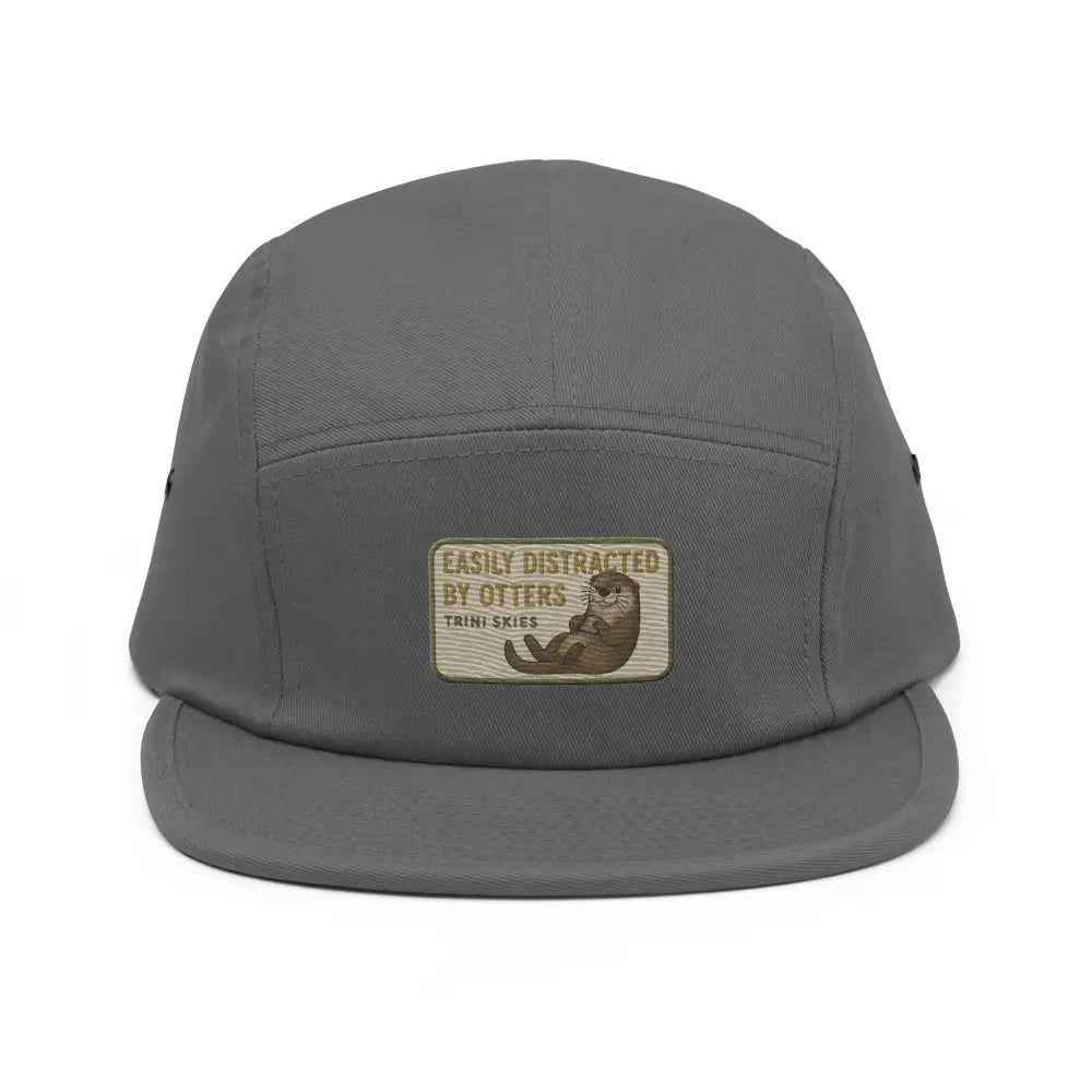 Gray Otters Five Panel Embroidered Corduroy Cap with Nylon Strap Clip
