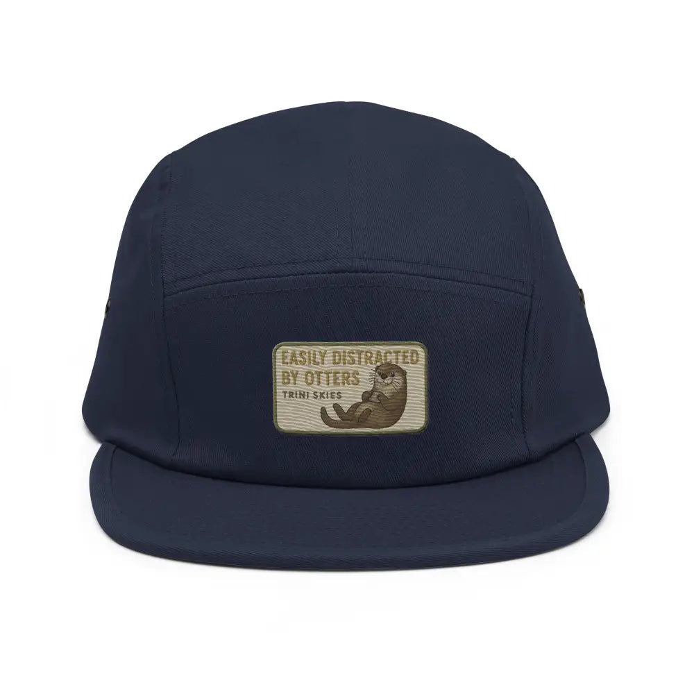 Navy blue embroidered otters five panel cap with nylon strap clip
