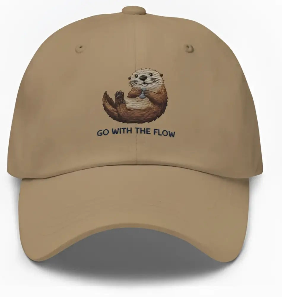 Premium embroidered otter cap with Go With the Flow design