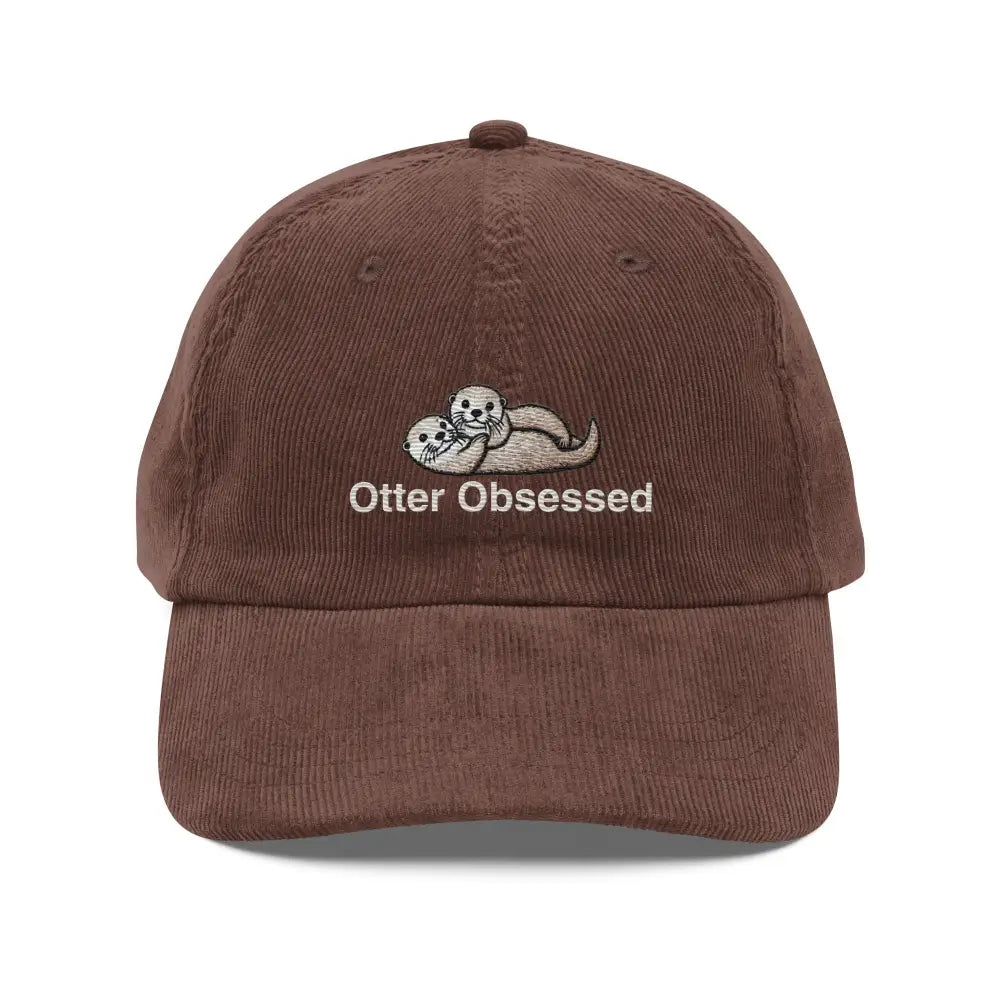 Otter obsessed embroidered vintage corduroy cap with otters