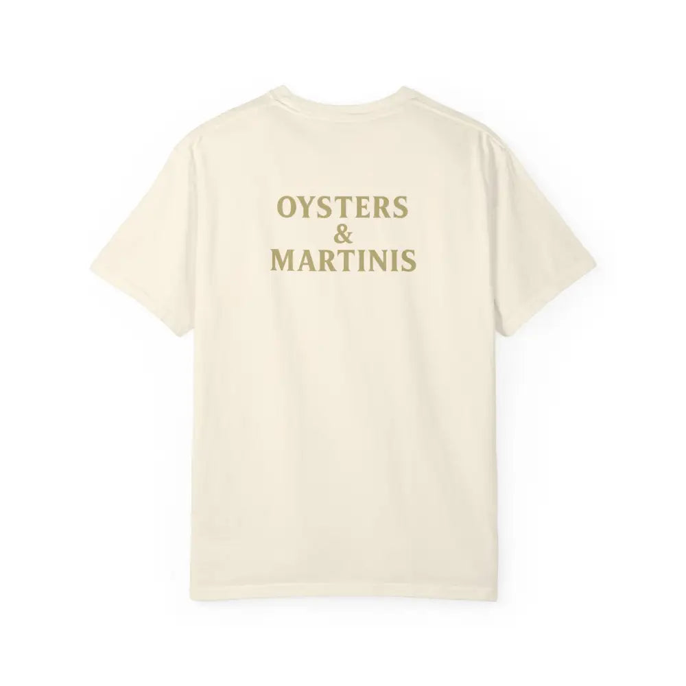 Oysters Martinis Dockside Club Comfort Colors Tee with oysters and martinis print