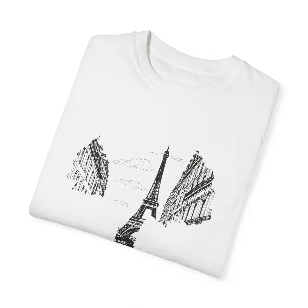 Folded Paris France T-shirt with Eiffel Tower graphic design