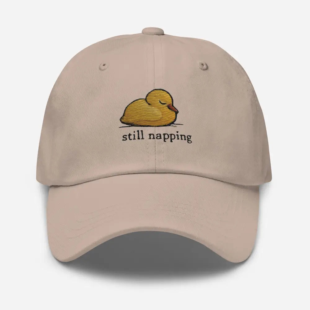 Peaceful sleeping duckling embroidered corduroy dad hat by Trini Skies