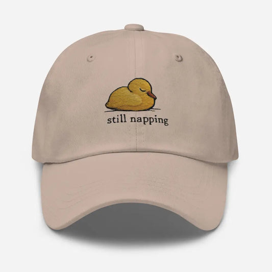 Peaceful sleeping duckling embroidered corduroy dad hat by Trini Skies