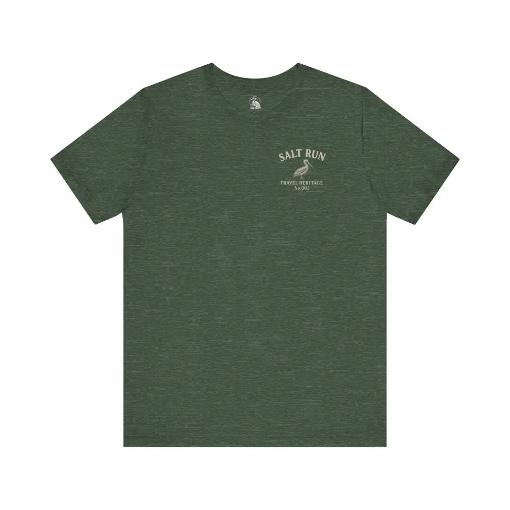 Dark green Salt Run Offshore Fishing Tee with vintage pelican graphic