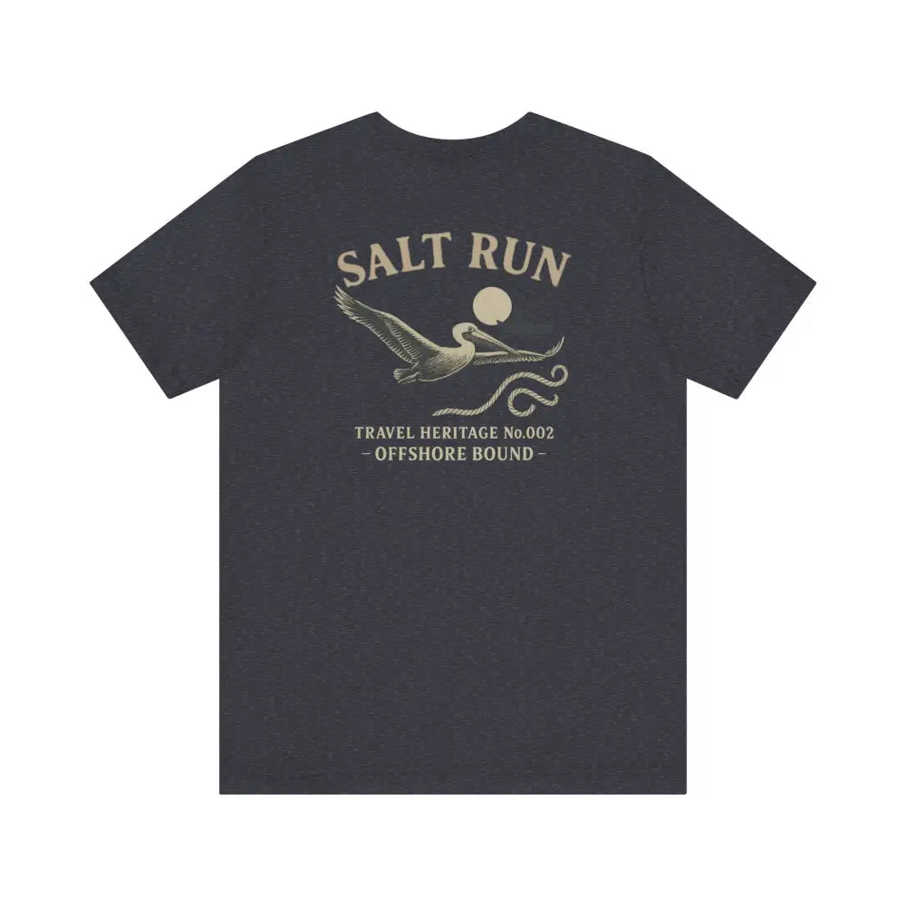 Dark gray Trini Skies t-shirt with vintage pelican graphic