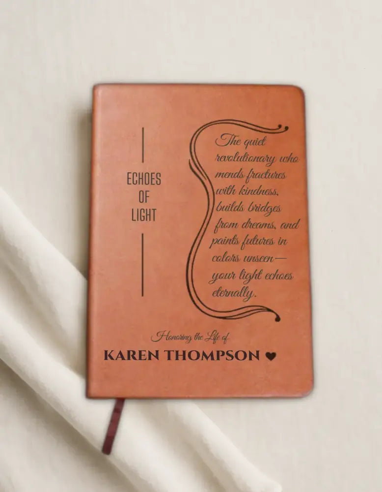 Personalized terra-cotta memory journal with decorative design for remembrance and reflection