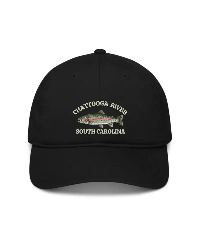 Personalized rainbow trout hat with custom fishing location Chattanooga River South Carolina