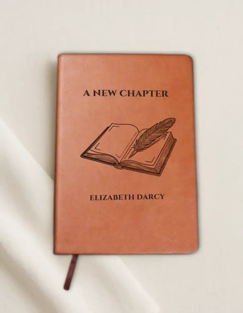 Personalized vegan leather chapter journal with terracotta quill design