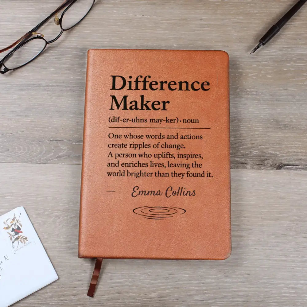 Personalized vegan leather journal with bookmark, perfect for difference journal and custom gifts