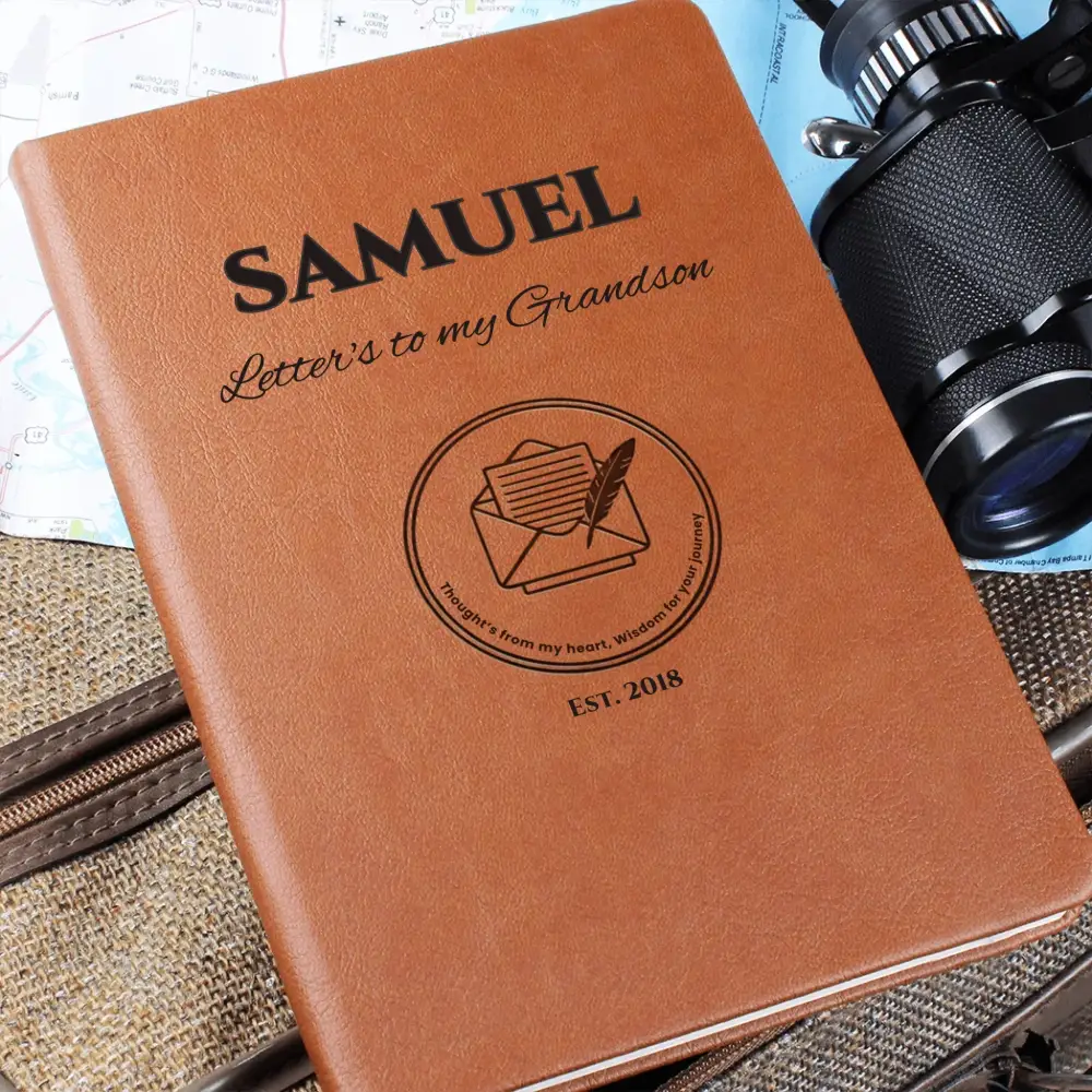 Personalized vegan leather grandson journal keepsake memory book