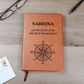 Personalized vegan leather adventure journal with compass design