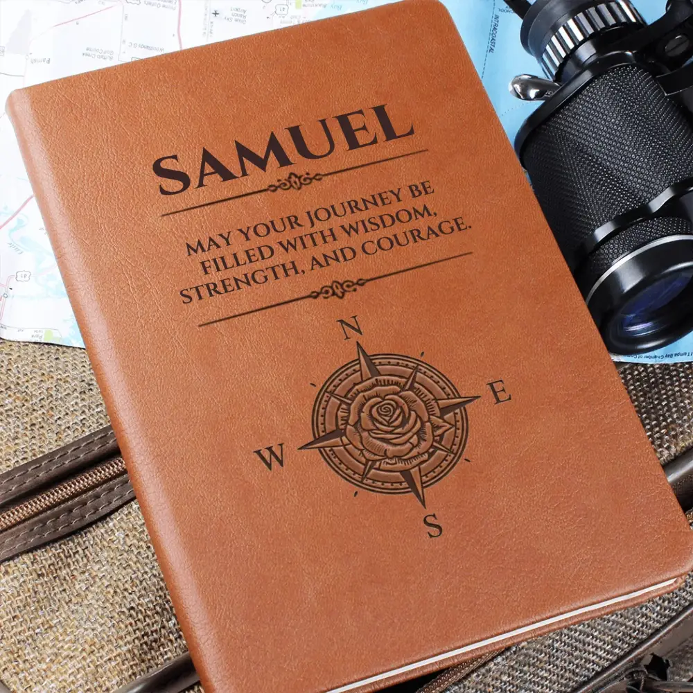 Personalized vegan leather courage journal with inspirational notebook design