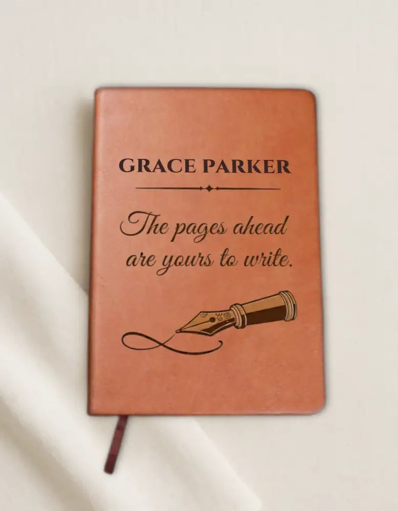 Personalized vegan leather future planning notebook with fountain pen design