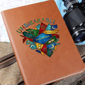 Personalized vegan leather unbreakable journal with geometric design