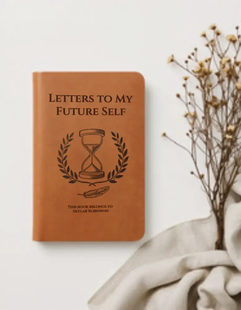 Custom Vegan Leather Time Capsule Notebook with Hourglass Design